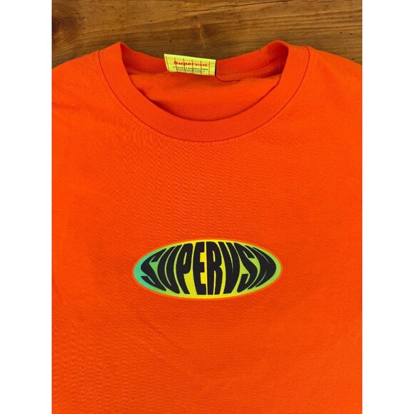 Supervsn Mens Orange Graphic Tee Shirt Large Cotton Crewneck Short Sleeve MINT & - Picture 3 of 9